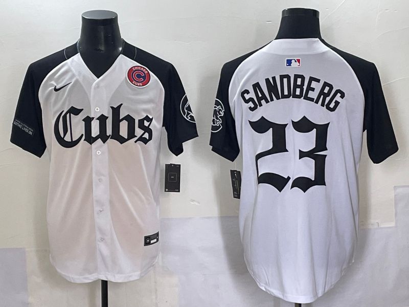 Men 2025 Chicago Cubs #23 Sandberg White black Five generations Joint Name Nike MLB Jersey style 62312->chicago cubs->MLB Jersey